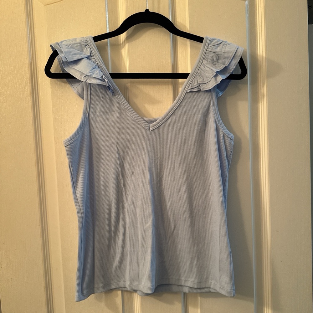 Old Navy Light Blue Ruffle Tank Top